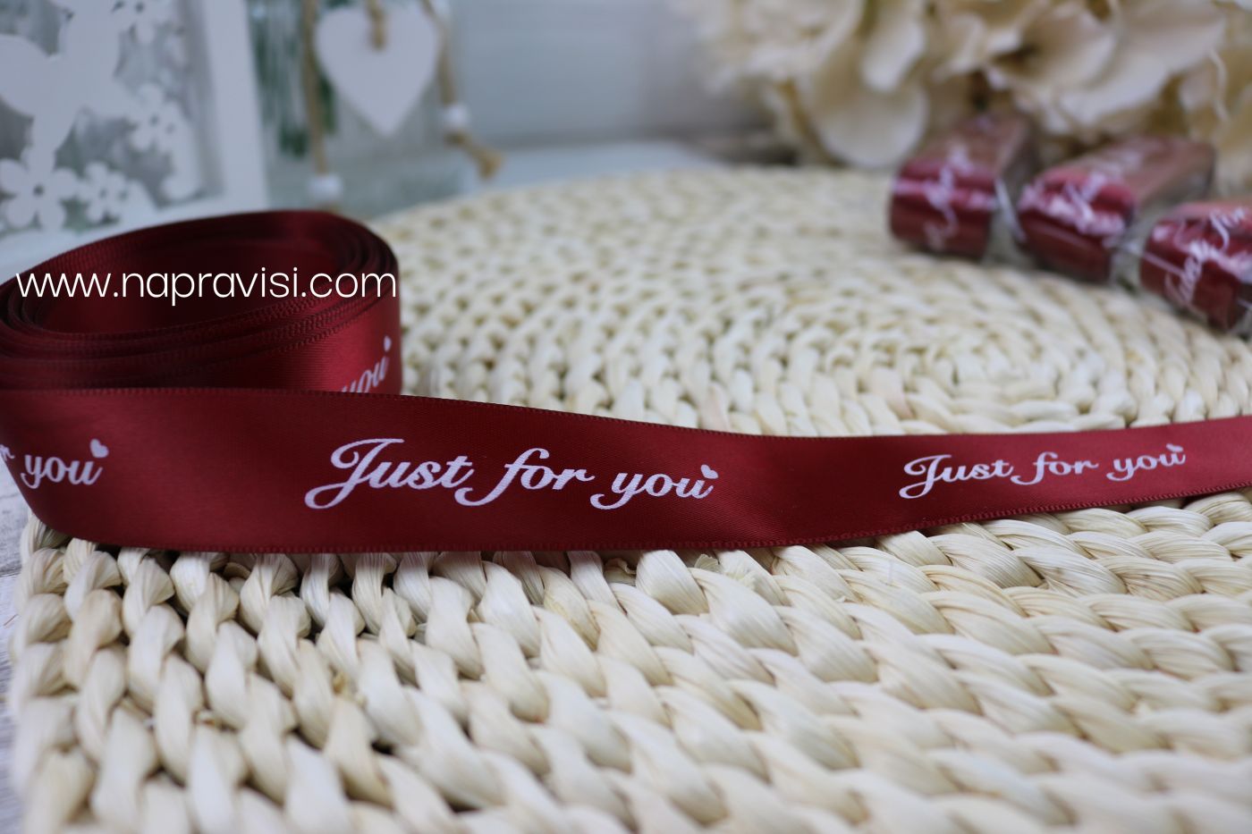 Сатенена лента Just for you 2,5см - Бордо