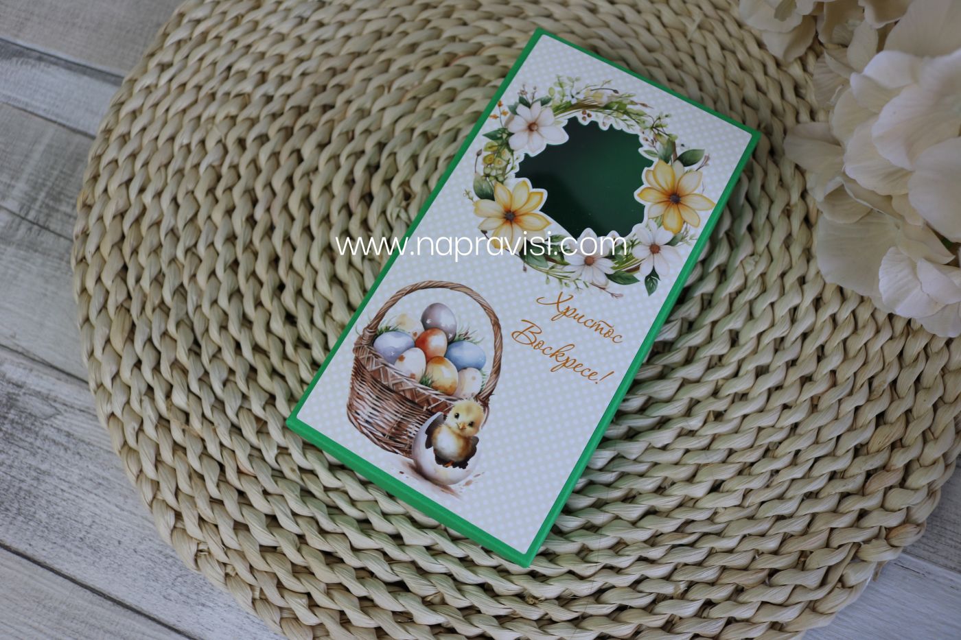 Кутия 16,5х8,5х2,5см Великден зелена