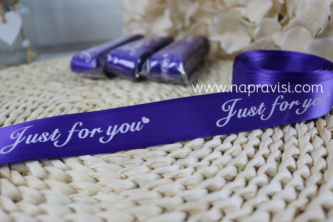 Сатенена лента Just for you 2,5см - Лилаво